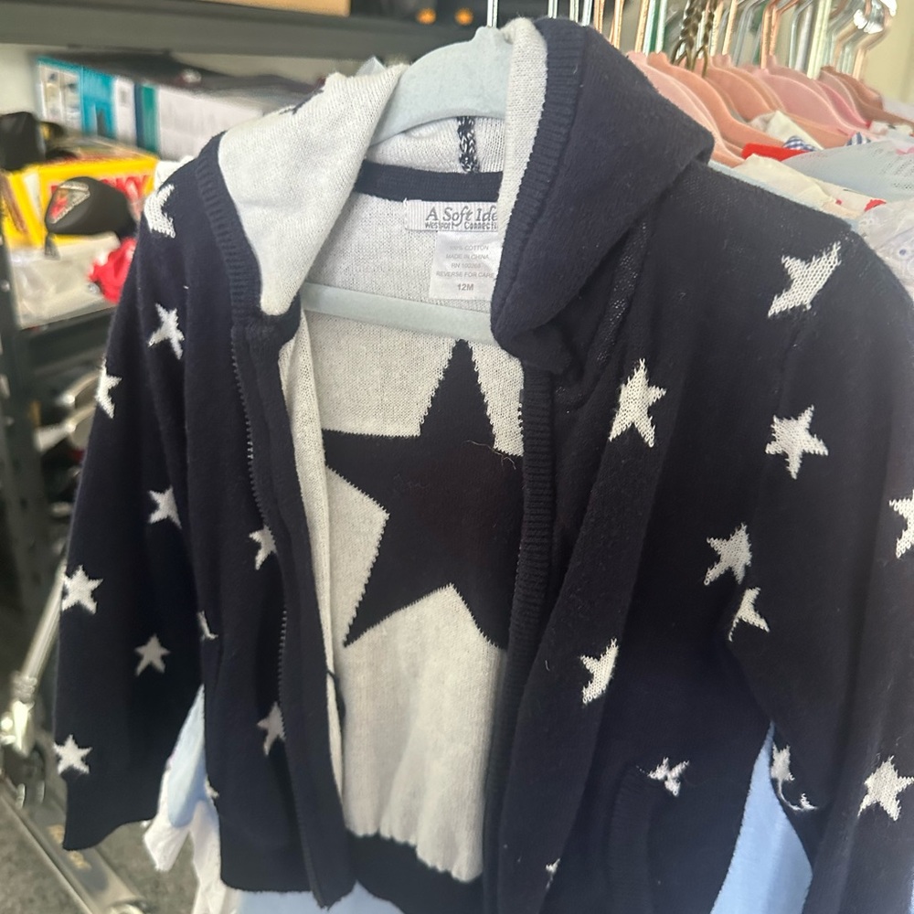 Soft Kids Star Hoodie - Black and White